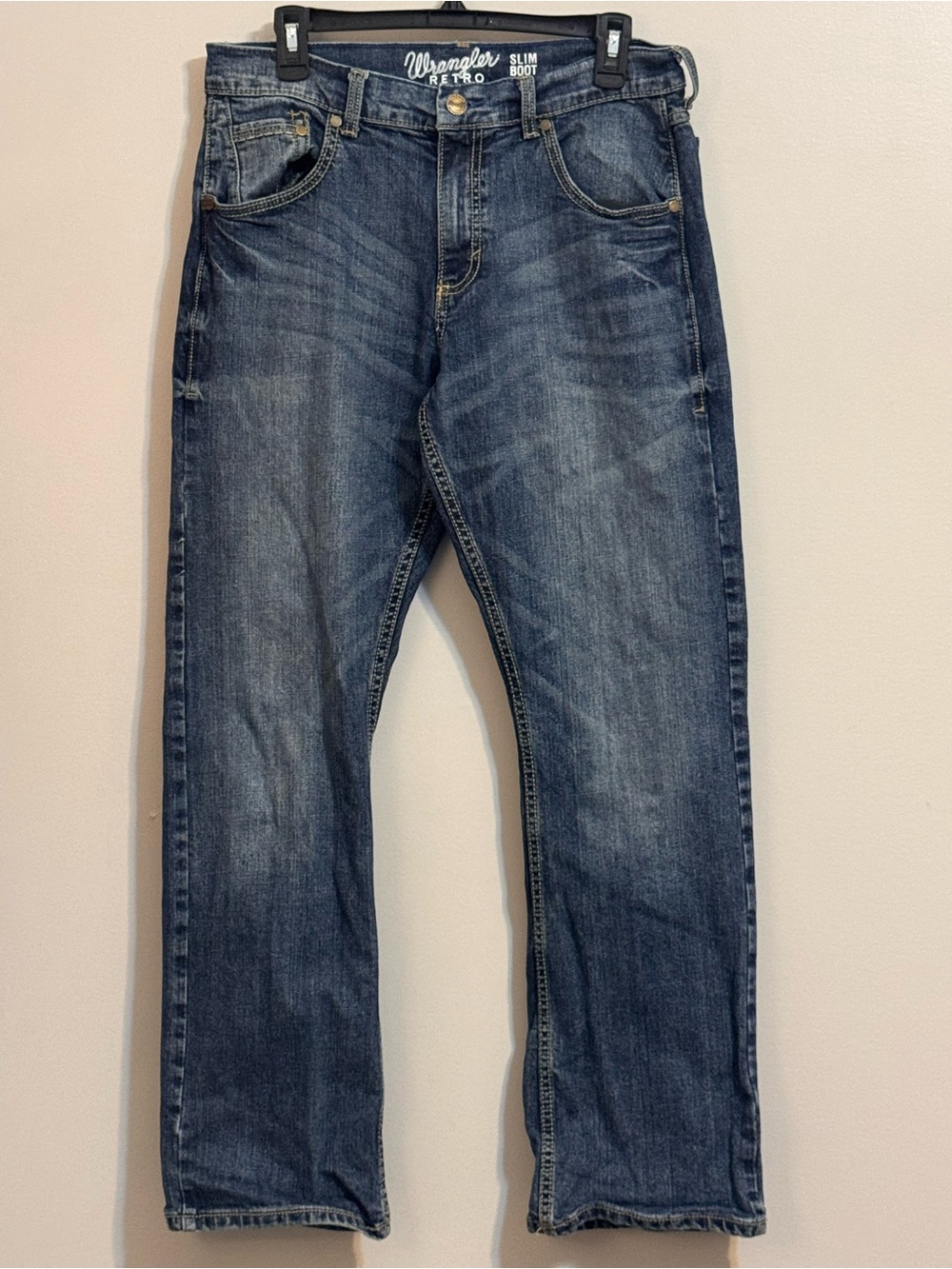 Wrangler Retro Slim Boot Jeans Mens 32x32 Medium Wash Stretch Denim Western